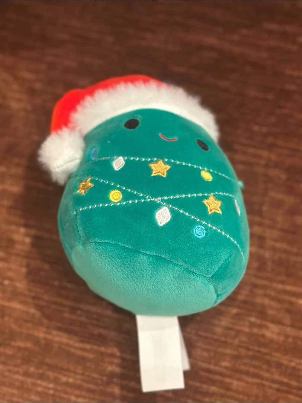 Squishmallows Green Holiday Plush with Red Santa Hat